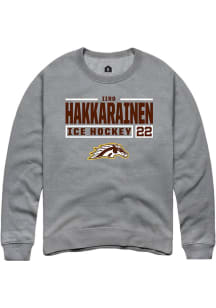 Iiro Hakkarainen  Rally Western Michigan Broncos Mens Grey NIL Stacked Box Long Sleeve Crew Sweats..
