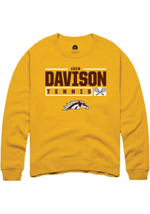 Jack Davison  Rally Western Michigan Broncos Mens Gold NIL Stacked Box Long Sleeve Crew Sweatshirt
