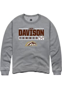Jack Davison  Rally Western Michigan Broncos Mens Grey NIL Stacked Box Long Sleeve Crew Sweatshirt