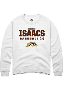 Jackson Isaacs  Rally Western Michigan Broncos Mens White NIL Stacked Box Long Sleeve Crew Sweatsh..