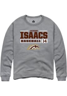 Jackson Isaacs  Rally Western Michigan Broncos Mens Grey NIL Stacked Box Long Sleeve Crew Sweatshi..