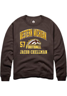 Jacob Chellman  Rally Western Michigan Broncos Mens Brown Football NIL Arch Logo Long Sleeve Crew..