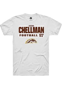 Jacob Chellman  Western Michigan Broncos White Rally Football NIL Stacked Box Short Sleeve T Shirt