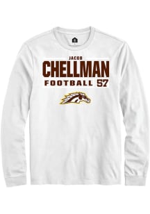 Jacob Chellman  Western Michigan Broncos White Rally Football NIL Stacked Box Long Sleeve T Shirt