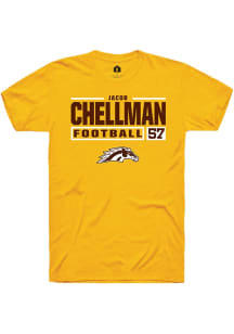 Jacob Chellman  Western Michigan Broncos Gold Rally Football NIL Stacked Box Short Sleeve T Shirt