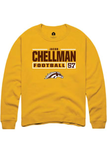 Jacob Chellman  Rally Western Michigan Broncos Mens Gold Football NIL Stacked Box Long Sleeve Crew..