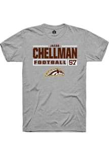 Jacob Chellman  Western Michigan Broncos Grey Rally Football NIL Stacked Box Short Sleeve T Shirt