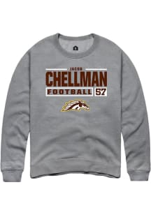 Jacob Chellman  Rally Western Michigan Broncos Mens Grey Football NIL Stacked Box Long Sleeve Crew..