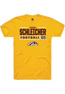 Jeremy Schleicher  Western Michigan Broncos Gold Rally Football NIL Stacked Box Short Sleeve T Shi..