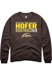 John Hofer  Rally Western Michigan Broncos Mens Brown Football NIL Stacked Box Long Sleeve Crew Sw..
