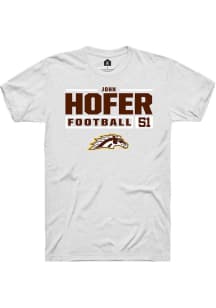 John Hofer  Western Michigan Broncos White Rally Football NIL Stacked Box Short Sleeve T Shirt