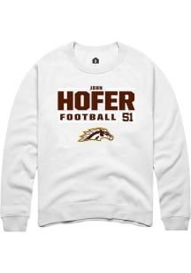 John Hofer  Rally Western Michigan Broncos Mens White Football NIL Stacked Box Long Sleeve Crew Sw..