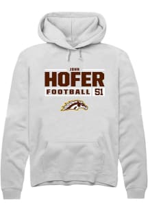 John Hofer  Rally Western Michigan Broncos Mens White Football NIL Stacked Box Long Sleeve Hoodie