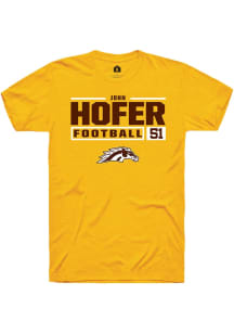 John Hofer  Western Michigan Broncos Gold Rally Football NIL Stacked Box Short Sleeve T Shirt