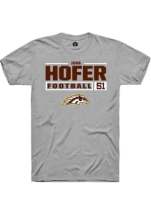John Hofer  Western Michigan Broncos Grey Rally Football NIL Stacked Box Short Sleeve T Shirt