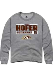 John Hofer  Rally Western Michigan Broncos Mens Grey Football NIL Stacked Box Long Sleeve Crew Swe..