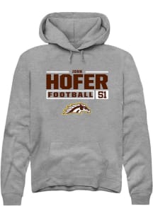 John Hofer  Rally Western Michigan Broncos Mens Grey Football NIL Stacked Box Long Sleeve Hoodie