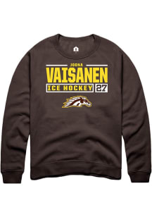 Joona Vaisanen  Rally Western Michigan Broncos Mens Brown NIL Stacked Box Long Sleeve Crew Sweatsh..