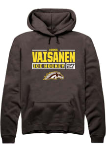 Joona Vaisanen  Rally Western Michigan Broncos Mens Brown NIL Stacked Box Long Sleeve Hoodie