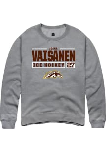 Joona Vaisanen  Rally Western Michigan Broncos Mens Grey NIL Stacked Box Long Sleeve Crew Sweatshi..