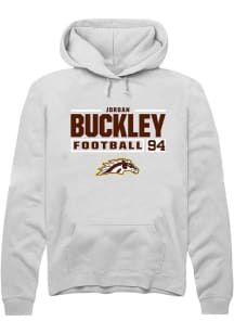 Jordan Buckley  Rally Western Michigan Broncos Mens White Football NIL Stacked Box Long Sleeve Hoo..