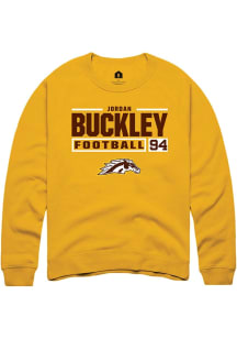 Jordan Buckley  Rally Western Michigan Broncos Mens Gold Football NIL Stacked Box Long Sleeve Crew..