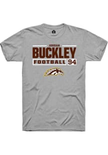 Jordan Buckley  Western Michigan Broncos Grey Rally Football NIL Stacked Box Short Sleeve T Shirt