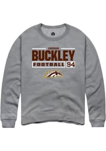 Jordan Buckley  Rally Western Michigan Broncos Mens Grey Football NIL Stacked Box Long Sleeve Crew..