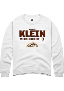 Jordan Klein  Rally Western Michigan Broncos Mens White NIL Stacked Box Long Sleeve Crew Sweatshir..