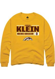 Jordan Klein  Rally Western Michigan Broncos Mens Gold NIL Stacked Box Long Sleeve Crew Sweatshirt