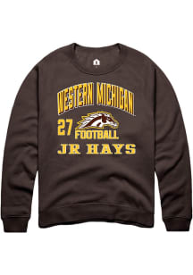 JR Hays  Rally Western Michigan Broncos Mens Brown Football NIL Arch Logo Long Sleeve Crew Sweatsh..