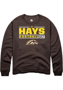 JR Hays  Rally Western Michigan Broncos Mens Brown Football NIL Stacked Box Long Sleeve Crew Sweat..