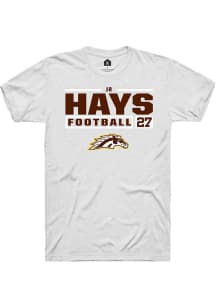 JR Hays  Western Michigan Broncos White Rally Football NIL Stacked Box Short Sleeve T Shirt