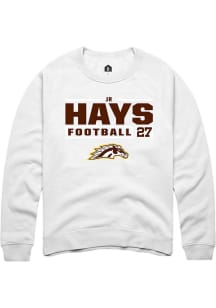 JR Hays  Rally Western Michigan Broncos Mens White Football NIL Stacked Box Long Sleeve Crew Sweat..