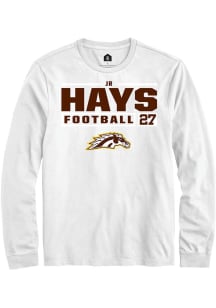 JR Hays  Western Michigan Broncos White Rally Football NIL Stacked Box Long Sleeve T Shirt