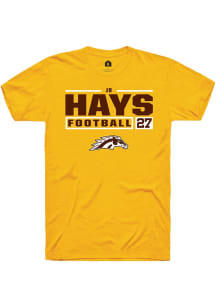 JR Hays  Western Michigan Broncos Gold Rally Football NIL Stacked Box Short Sleeve T Shirt
