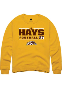 JR Hays  Rally Western Michigan Broncos Mens Gold Football NIL Stacked Box Long Sleeve Crew Sweats..