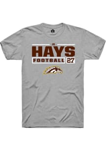 JR Hays  Western Michigan Broncos Grey Rally Football NIL Stacked Box Short Sleeve T Shirt