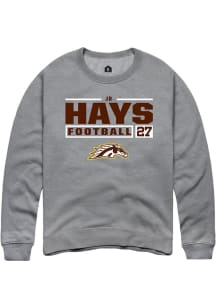 JR Hays  Rally Western Michigan Broncos Mens Grey Football NIL Stacked Box Long Sleeve Crew Sweats..
