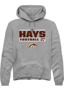 JR Hays  Rally Western Michigan Broncos Mens Grey Football NIL Stacked Box Long Sleeve Hoodie