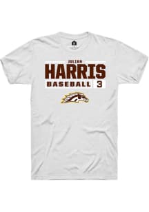 Julian Harris  Western Michigan Broncos White Rally NIL Stacked Box Short Sleeve T Shirt