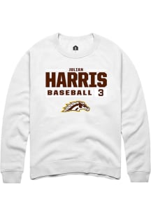 Julian Harris  Rally Western Michigan Broncos Mens White NIL Stacked Box Long Sleeve Crew Sweatshi..