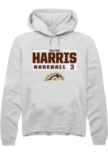 Julian Harris  Rally Western Michigan Broncos Mens White NIL Stacked Box Long Sleeve Hoodie