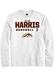 Julian Harris  Western Michigan Broncos White Rally NIL Stacked Box Long Sleeve T Shirt