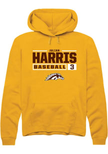 Julian Harris  Rally Western Michigan Broncos Mens Gold NIL Stacked Box Long Sleeve Hoodie