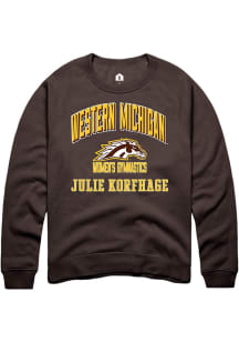 Julie Korfhage  Rally Western Michigan Broncos Mens Brown NIL Arch Logo Long Sleeve Crew Sweatshir..