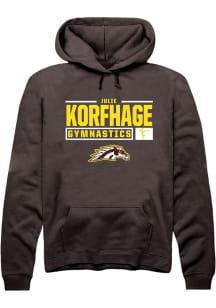 Julie Korfhage  Rally Western Michigan Broncos Mens Brown NIL Stacked Box Long Sleeve Hoodie