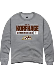 Julie Korfhage  Rally Western Michigan Broncos Mens Grey NIL Stacked Box Long Sleeve Crew Sweatshi..