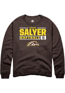 Kaylee Salyer  Rally Western Michigan Broncos Mens Brown NIL Stacked Box Long Sleeve Crew Sweatshi..