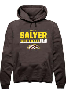 Kaylee Salyer  Rally Western Michigan Broncos Mens Brown NIL Stacked Box Long Sleeve Hoodie